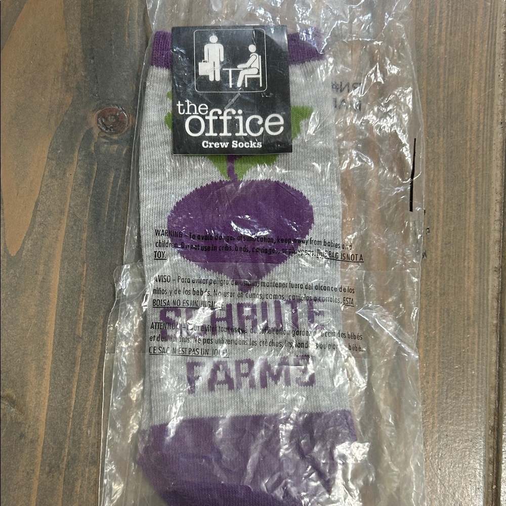 The Office- Schrute Farms Purple and White ankle Socks